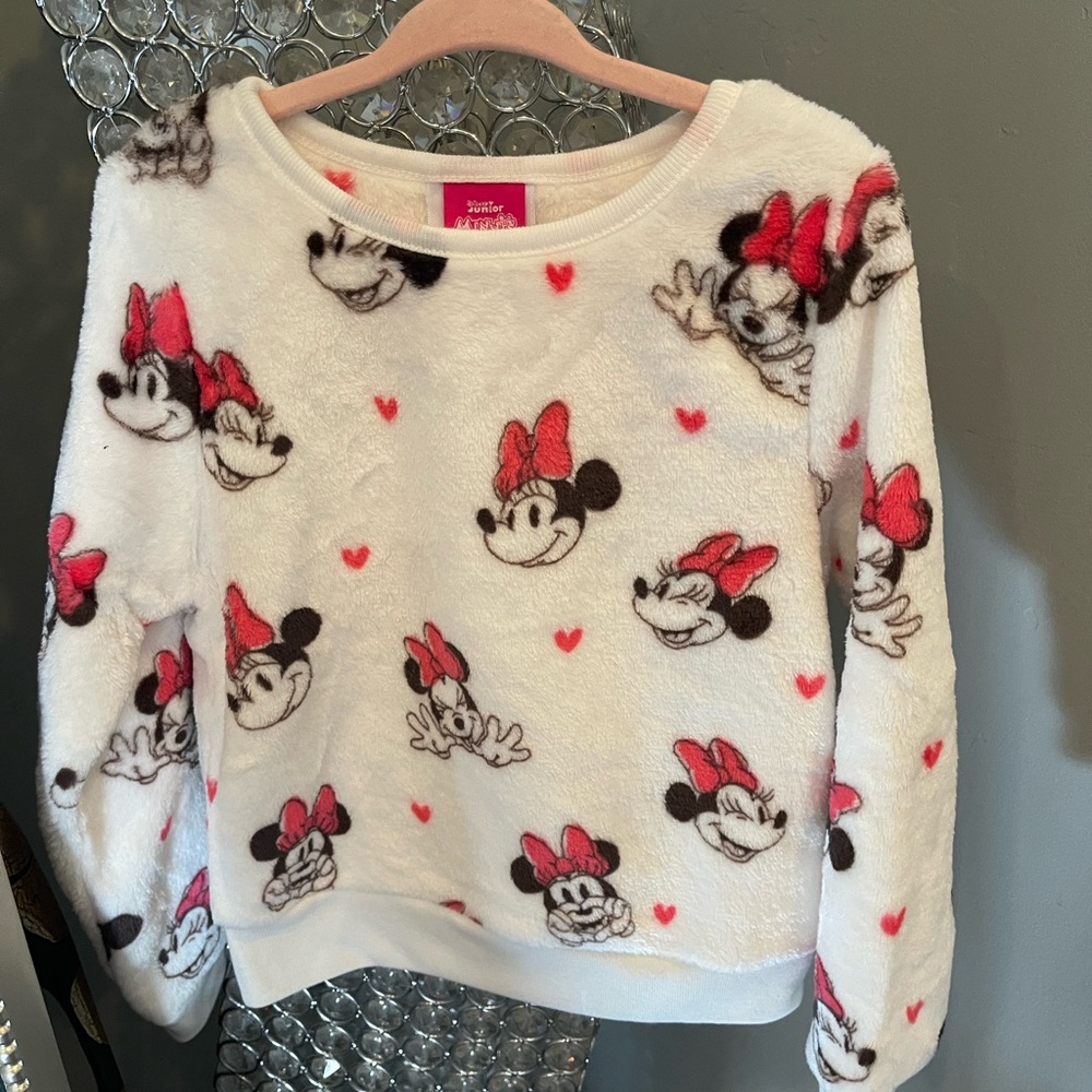 Disney Plush Fleece Sweatshirt in White with Pink Accents set of two 5T&6T